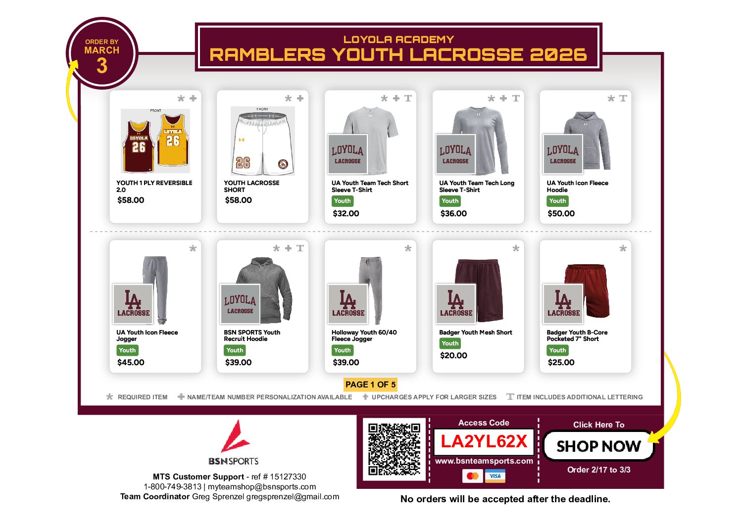 Loyola Academy Ramblers Youth Lacrosse 2026 Store